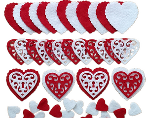 Red & White precut felt hearts Wildflower Craft Company